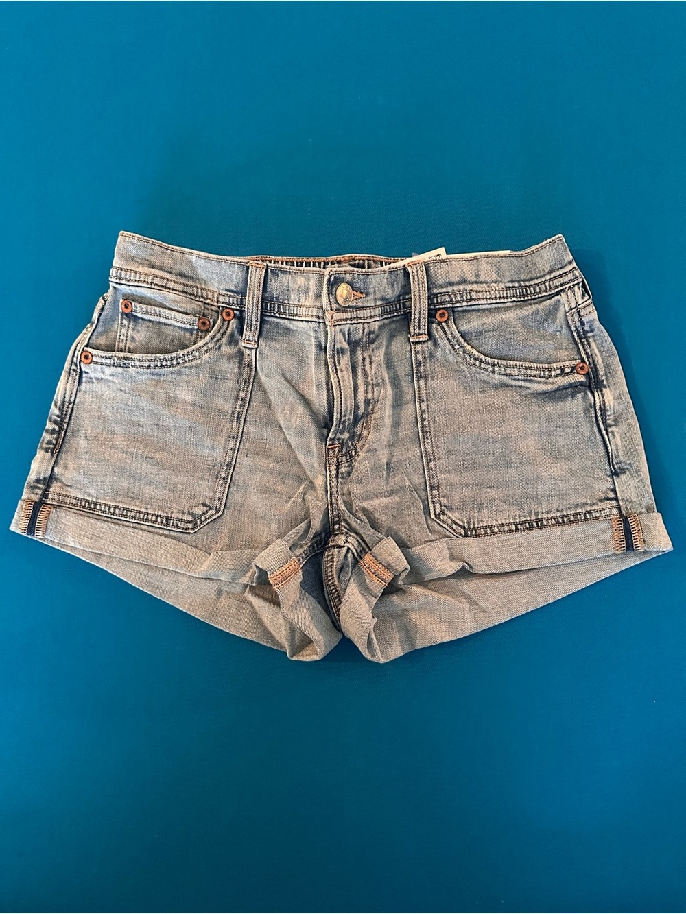 American Eagle Outfitters Light Blue Denim Roll-Hem Shorts